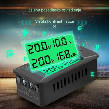 Peacefair digitalni mjerač napona i struje s LCD zaslonom, višenamjenski mjerač potrošnje energije, model Pzem-025, 0–300 V, točnost 1%