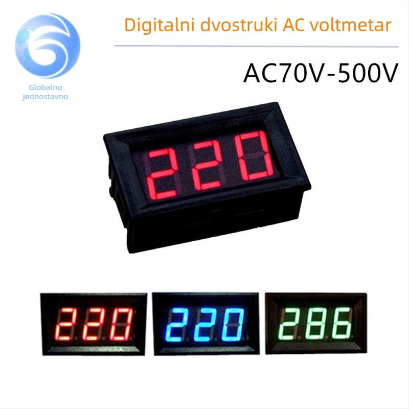 LED dvovodični AC voltmetar s digitalnim zaslonom, 220V mrežno napajanje, 380V industrijsko napajanje