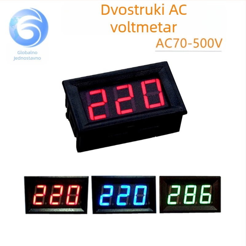 LED dvovodični AC voltmetar s digitalnim zaslonom, 220V mrežno napajanje, 380V industrijsko napajanje