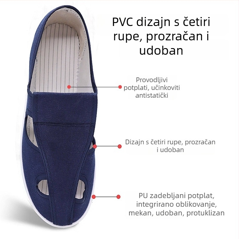 Prozračne PU mrežaste cipele, antistatične, debeli mekani đon, obuća za čiste prostore u prehrambenoj i elektroničkoj industriji