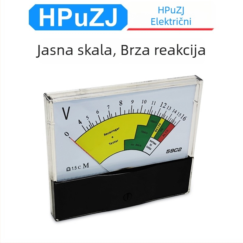 Hepu Electric 59C2 DC voltmetar, tip pokazivača, raspon 0–16 V, točnost 1,5