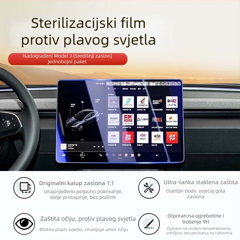 Tesla Model 3/Y središnji zaslon – zaštitni kaljeni staklo za navigacijski zaslon