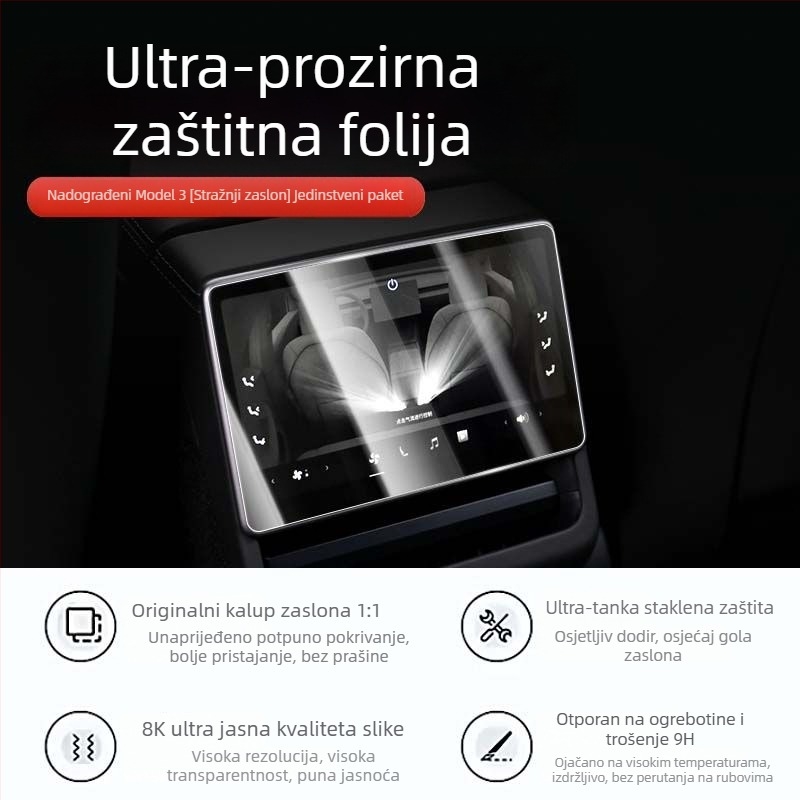 Tesla Model 3/Y središnji zaslon – zaštitni kaljeni staklo za navigacijski zaslon