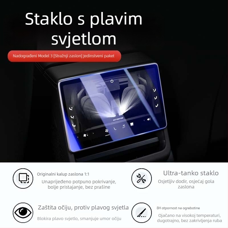 Tesla Model 3/Y središnji zaslon – zaštitni kaljeni staklo za navigacijski zaslon