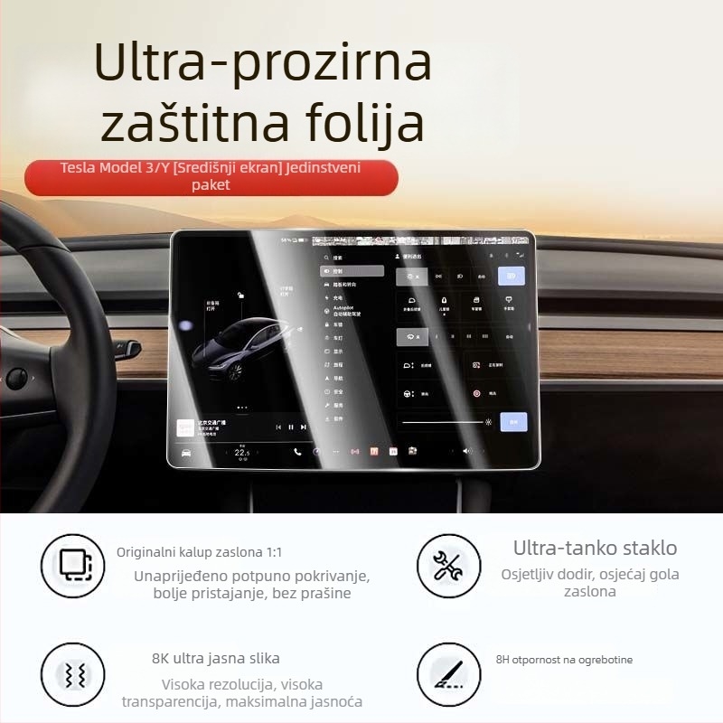 Tesla Model 3/Y središnji zaslon – zaštitni kaljeni staklo za navigacijski zaslon