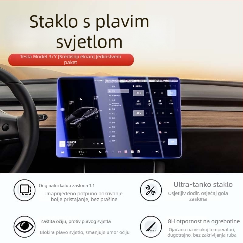 Tesla Model 3/Y središnji zaslon – zaštitni kaljeni staklo za navigacijski zaslon