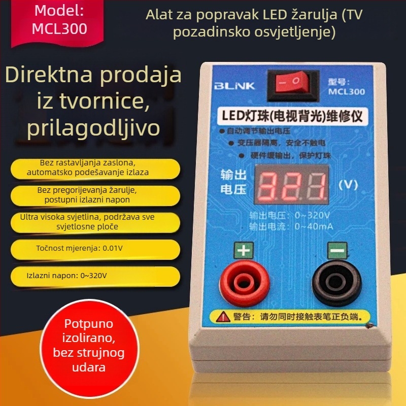 BLNK MCT220 Digitalni instrument za mjerenje napona za testiranje LED pozadinskog osvjetljenja LCD televizora, popravak LED dioda, potpuno izoliran i automatsko podešavanje napona