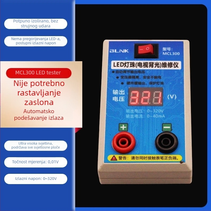BLNK MCT220 Digitalni instrument za mjerenje napona za testiranje LED pozadinskog osvjetljenja LCD televizora, popravak LED dioda, potpuno izoliran i automatsko podešavanje napona