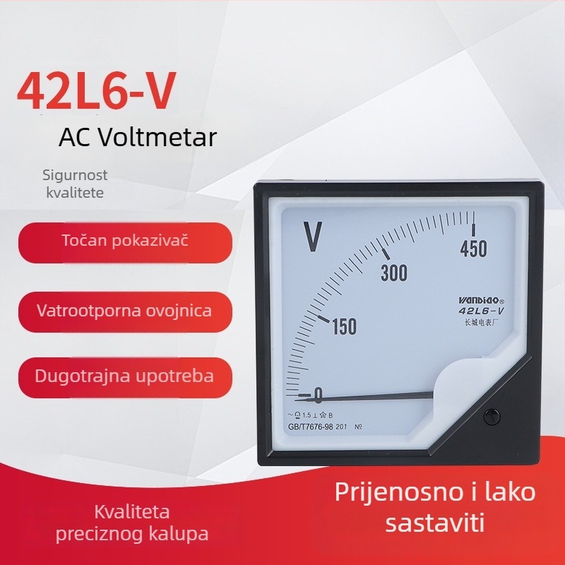 Analogni voltmetar za izmjenični napon s kazaljkom 42L6, rasponi: 250V, 300V, 450V, 500V, 1000V, marka Independence
