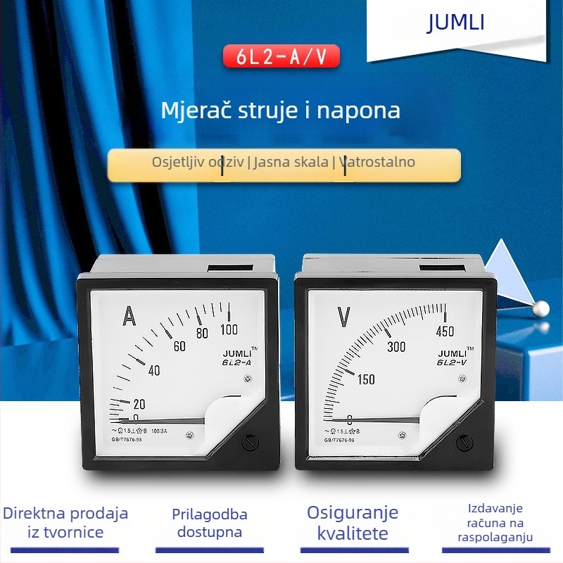 Analogni AC ampermetar i voltmetar s pokazivačem, model 6L2-A, rasponi 600/5, 400/5, 1000/5, 250/5