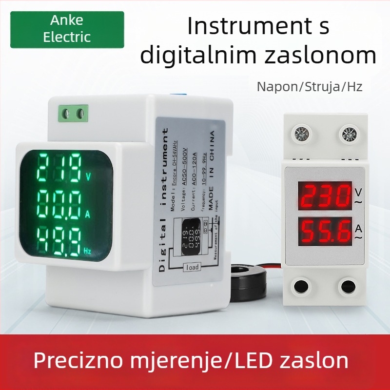D52-2042A: DIN šina digitalni voltmetar s prilagodljivom zaštitom od nadnapona, podnapona, pretjeranog toka i podtoka