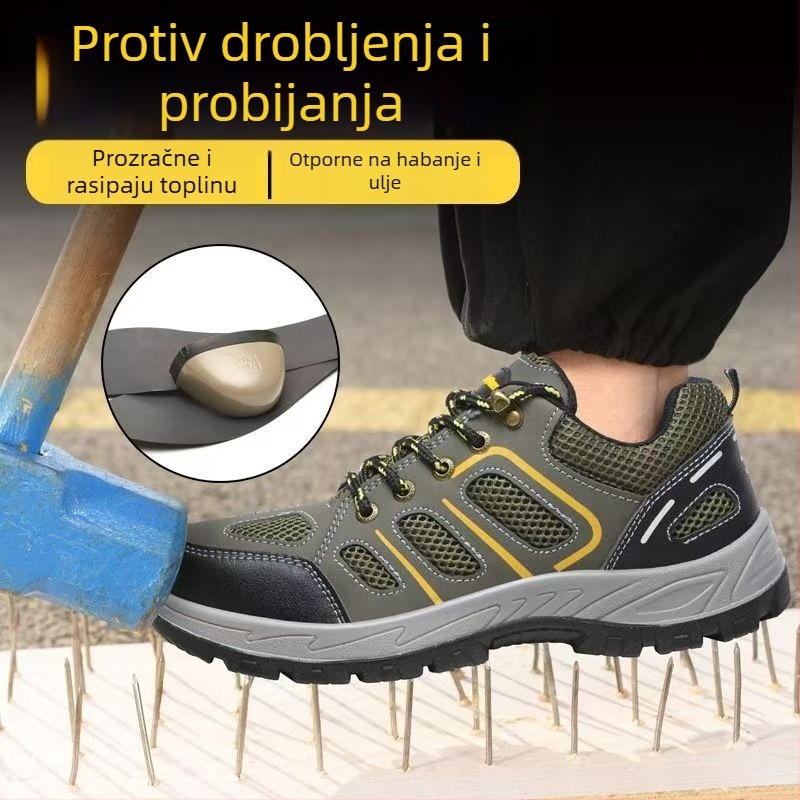 Muške cipele za zaštitu na radu, lagane i udobne, s čeličnim prstom i čeličnom pločom, otporne na udarce i probijanje, protuklizne, za gradilište
