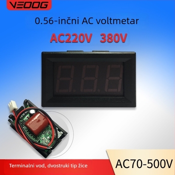 AC voltmetar 220V, dva vodiča, digitalni prikaz, digitalni tip 380V