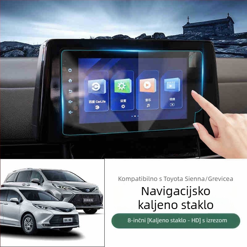 Stakleni zaštitnik zaslona za navigaciju od kaljenog stakla, jedinstven dizajn, otisci prstiju otporni, univerzalna kompatibilnost