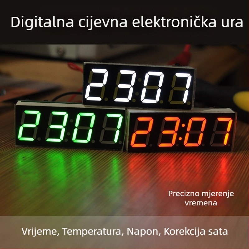 DIY kreativni modul sata s mikrokontrolerom, digitalni prikaz, mjerenje temperature, datuma i napona