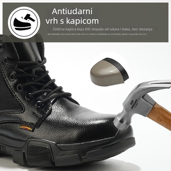 Cipele za sigurnost na radu s čeličnim prstom, otporne na udarce, prodiranje, proklizavanje, otporne na habanje, visok gornji dio