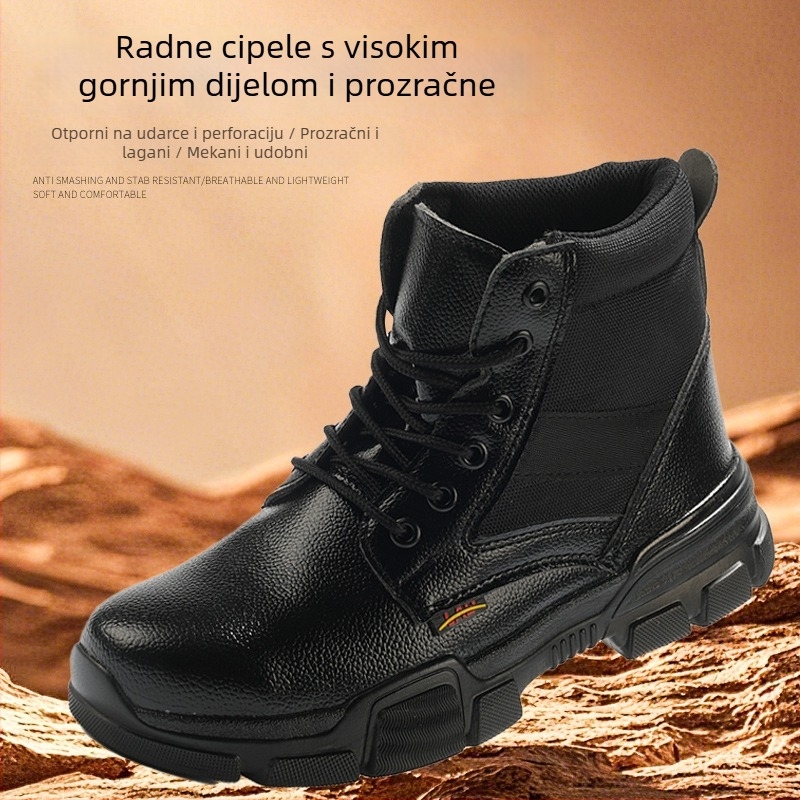 Cipele za sigurnost na radu s čeličnim prstom, otporne na udarce, prodiranje, proklizavanje, otporne na habanje, visok gornji dio