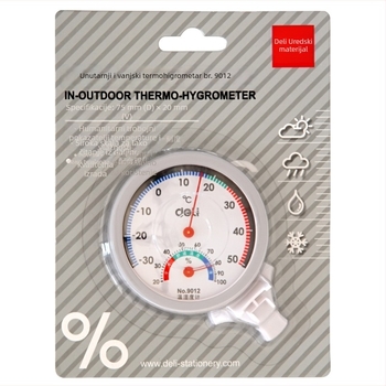 Deli 9012 unutarnji mjerni instrument za temperaturu i vlage – stolni i zidni higrometar s pokazivačem – -30 do 50°C, 2–100% RH