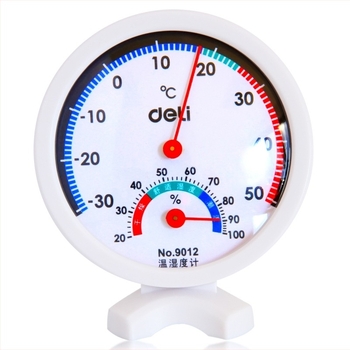 Deli 9012 unutarnji mjerni instrument za temperaturu i vlage – stolni i zidni higrometar s pokazivačem – -30 do 50°C, 2–100% RH