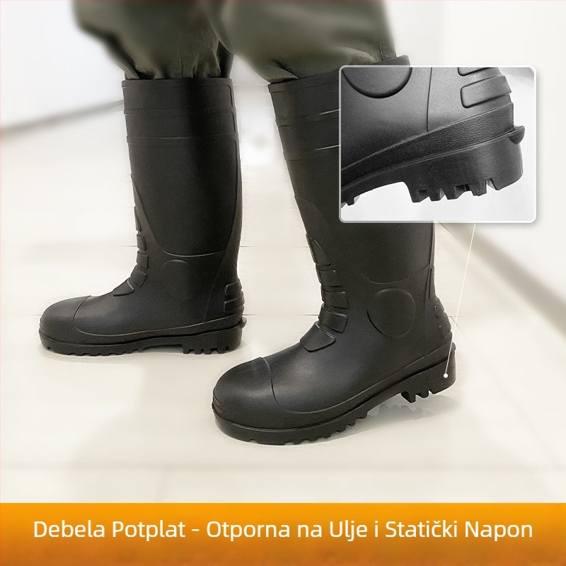 PVC visoke radne cipele s čeličnim prstom, otporne na udarce, otporne na probijanje, protuklizne