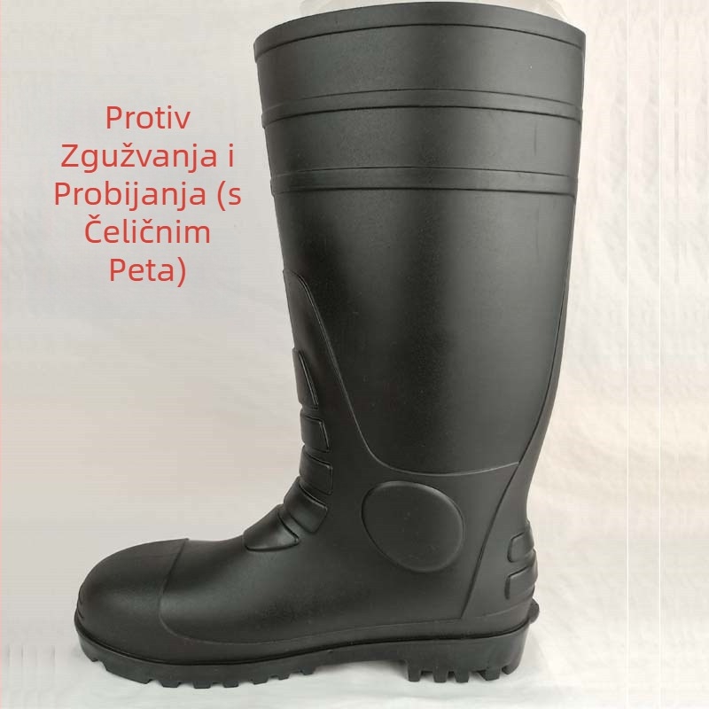 PVC visoke radne cipele s čeličnim prstom, otporne na udarce, otporne na probijanje, protuklizne