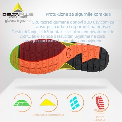 Deltaplus Cipele za zaštitu na radu – gumene, niski gležanj, protiv udara i proboja, prozračne, otporne na lužine i kiseline