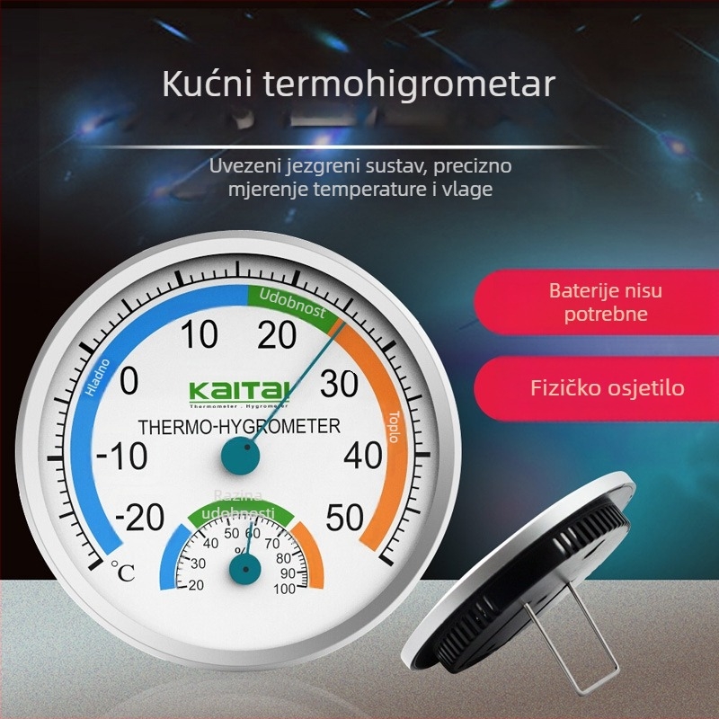 Mjerac temperature u prostoru — za vješanje ili stolno postavljanje, rezolucija 1°, bez baterija