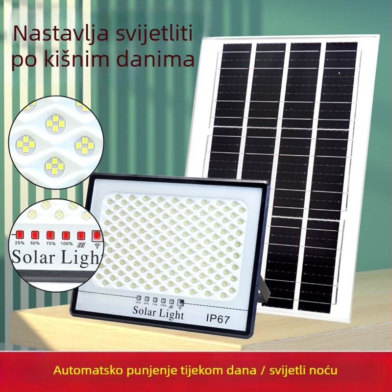 Vanjski solarni LED reflektor, IP67 vodootporan, 12–16 sati rada, 3.2V, upravljanje svjetlom