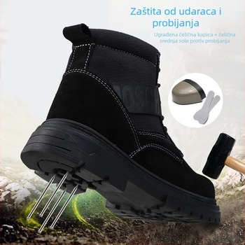Cipele za sigurnost na radu - srednje visoke, čelični prst, velur od goveđe kože, zaštita od udara, zaštita od perforacije
