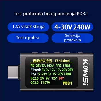 KWS-X1 protokolni detektor, ampermetar i voltmetar, Type-C tester, mjerač snage
