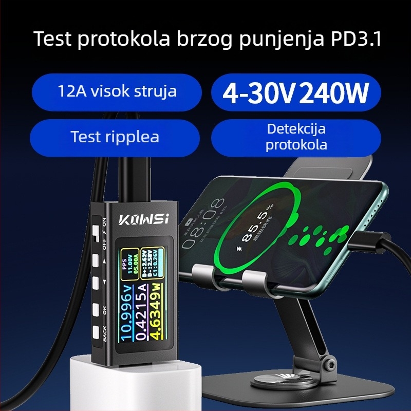 KWS-X1 protokolni detektor, ampermetar i voltmetar, Type-C tester, mjerač snage