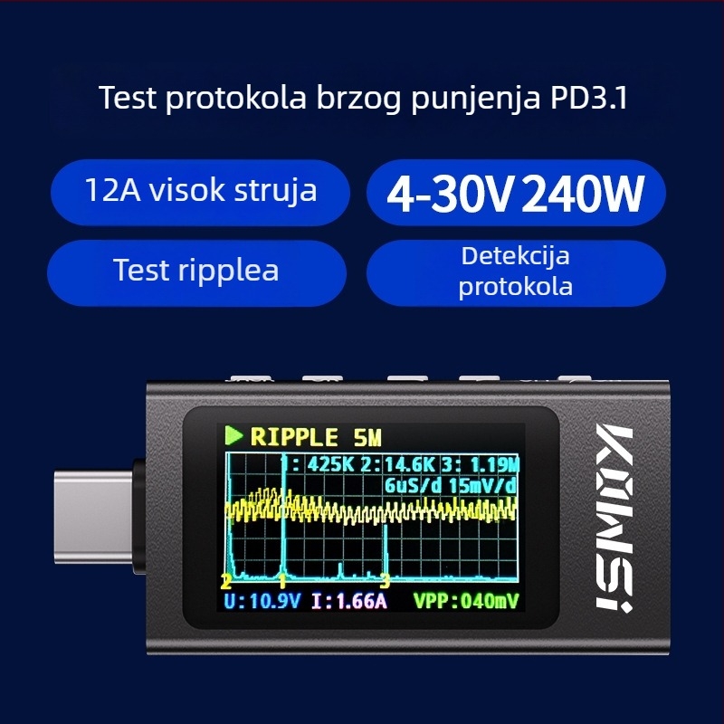 KWS-X1 protokolni detektor, ampermetar i voltmetar, Type-C tester, mjerač snage