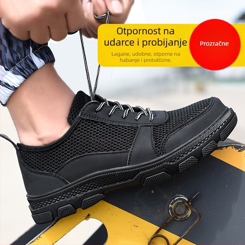 Sigurne radne cipele s čeličnom kapicom, protiv probijanja i udara, materijal: ultrafina koža + fly-woven mreža, niski gornji dio