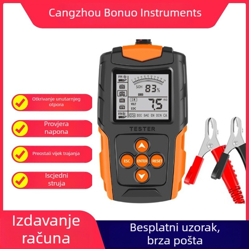 Tester baterije automobila 12V/24V, CCA i mjerenje unutarnje otpornosti, motocikl analizer, brz test