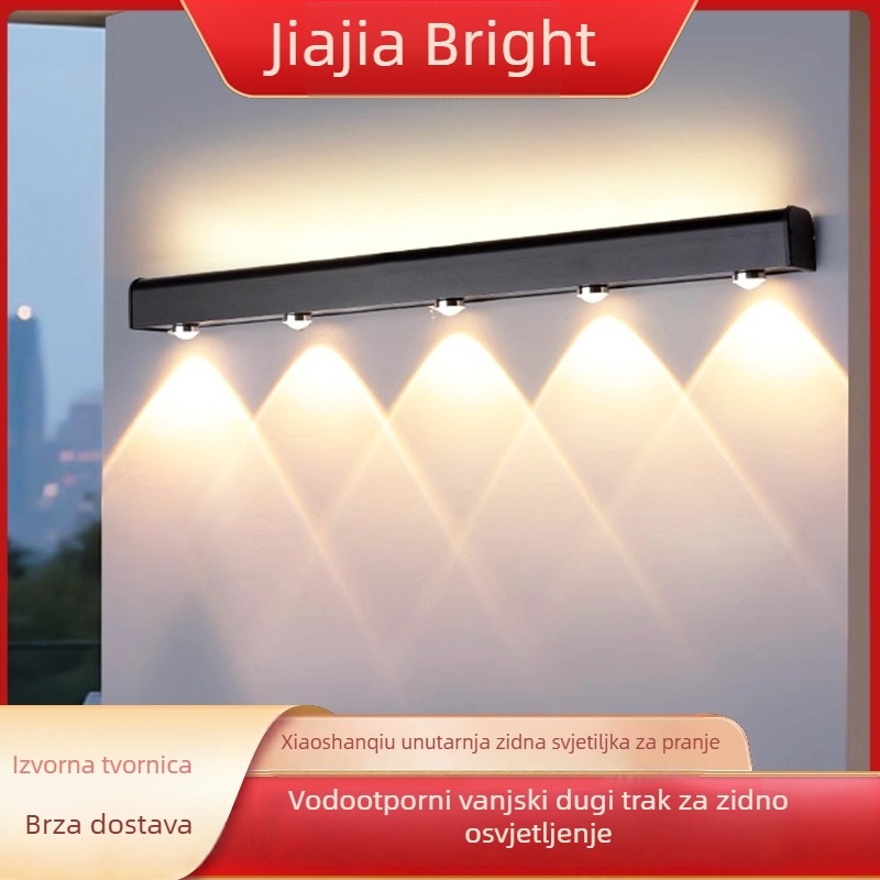 Vanjska duga zidna svjetiljka s 90 LED, 165–265V, 3000K, IP54, aluminijsko kućište