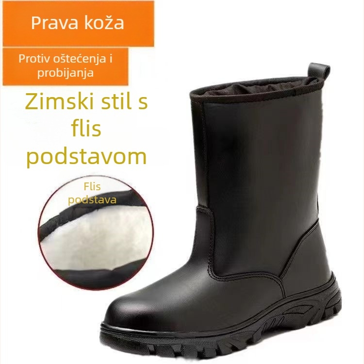Crne sigurnosne čizme od mikrovlaknastog kože i platna, pamukasta podstava, vodootporne visoke radne čizme za naftno polje, srednje visine