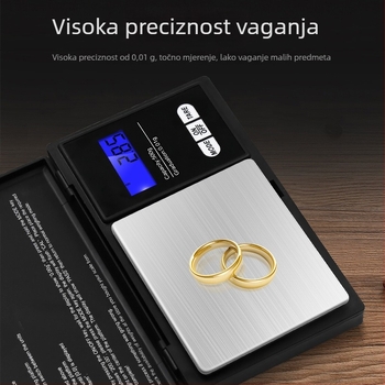 Mini elektronička vaga za nakit, prijenosna džepna vaga, raspon mjere 100 g–1 kg, napaja se dvije AA baterije, model 2020041608385803
