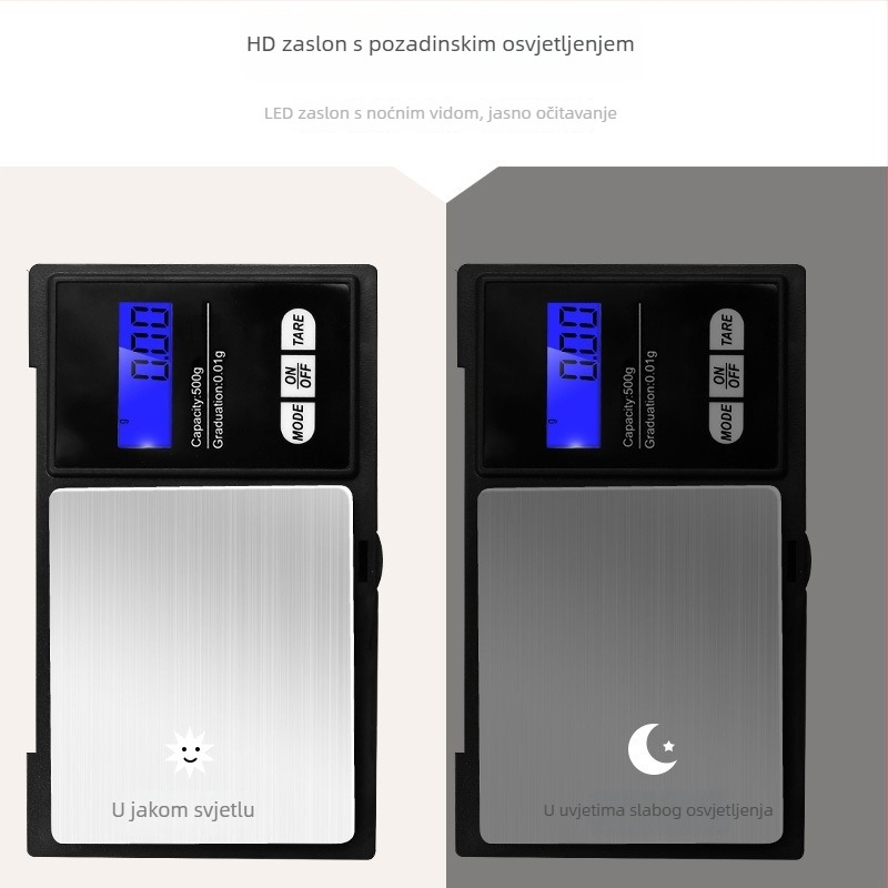 Mini elektronička vaga za nakit, prijenosna džepna vaga, raspon mjere 100 g–1 kg, napaja se dvije AA baterije, model 2020041608385803