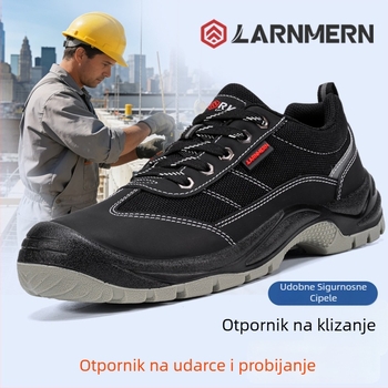 Langmeng Kožne Zaštitne Cipele za Rad s Čeličnim Prstom, Nizak Vrh, Otporne na Probijanje, Protuklizne