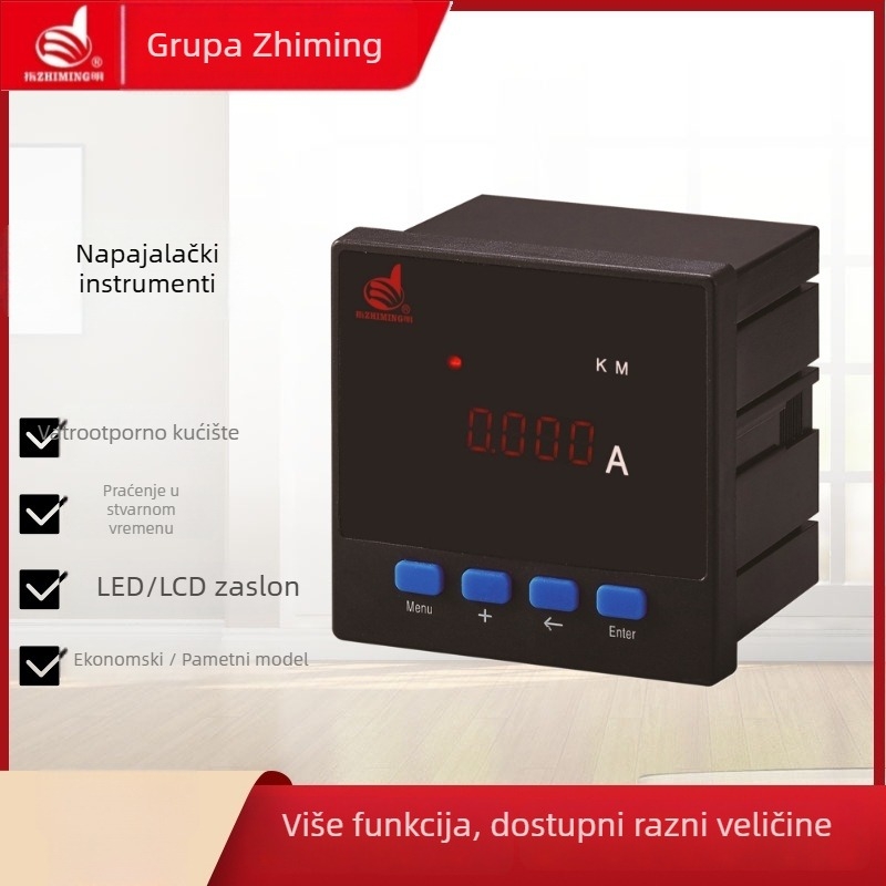 Ampermetar jednofazni AC, digitalni zaslon, 380V, točnost mjerenja 0,4%, masa 200 g