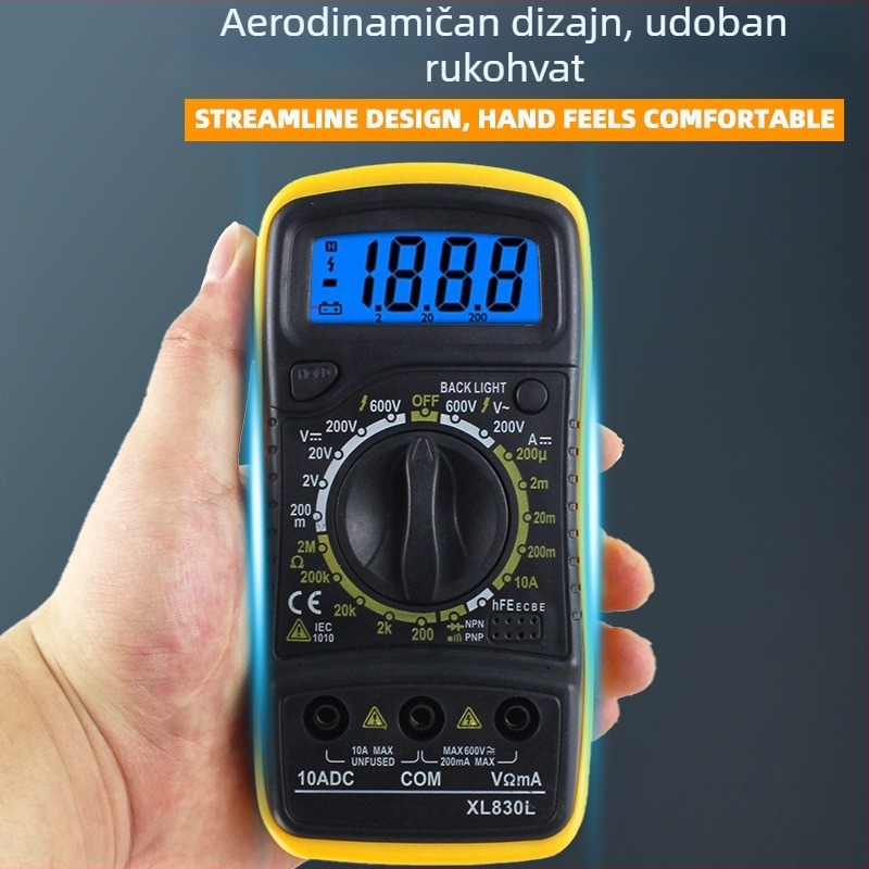 XL830L digitalni multimetar, prijenosni, visoke preciznosti, s pozadinskim osvjetljenjem, električni višefunkcijski mjerni uređaj