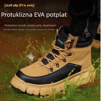 Zaštitne radne cipele s EVA potplatom, srednje visoke, plastično-čelični prst, anti-udaranje i anti-penetracije