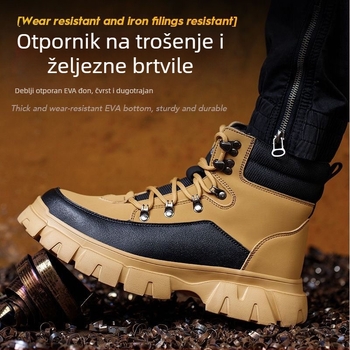 Zaštitne radne cipele s EVA potplatom, srednje visoke, plastično-čelični prst, anti-udaranje i anti-penetracije
