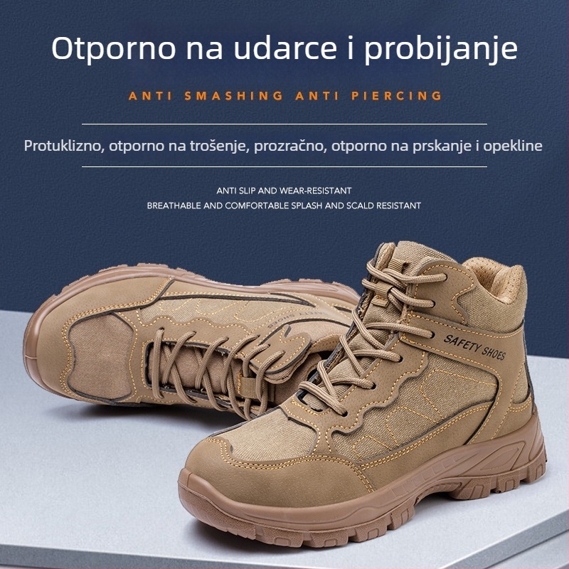 Sigurne radne cipele od velur kože, srednje visine, čelična špička, zaštita od udara i probijanja