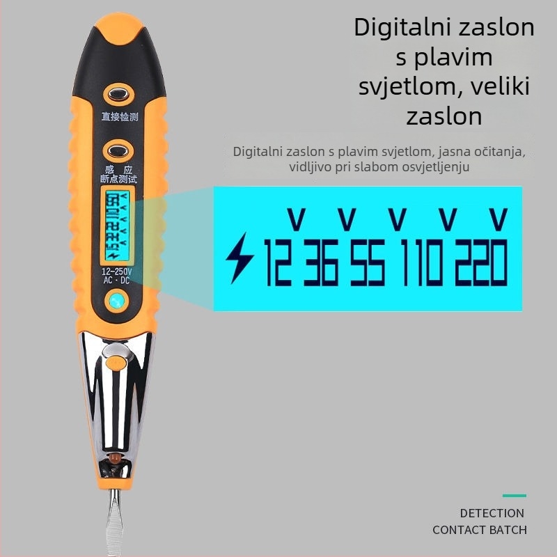 Višenamjenski induktivni digitalni tester olovka za mjerenje napona, LED osvjetljenje, nekontaktno testiranje