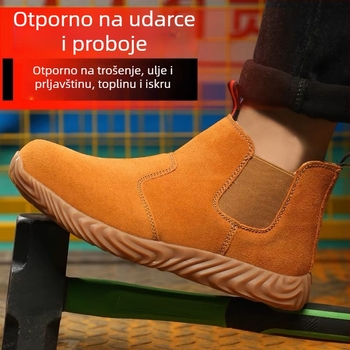 Cipele za zaštitu pri zavarivanju s čeličnim noskom, velur koža, srednji gornji dio, protiv udara i proboja