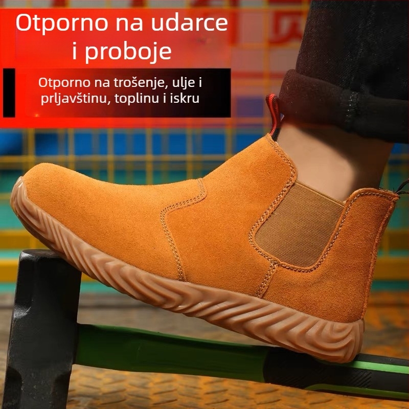 Cipele za zaštitu pri zavarivanju s čeličnim noskom, velur koža, srednji gornji dio, protiv udara i proboja