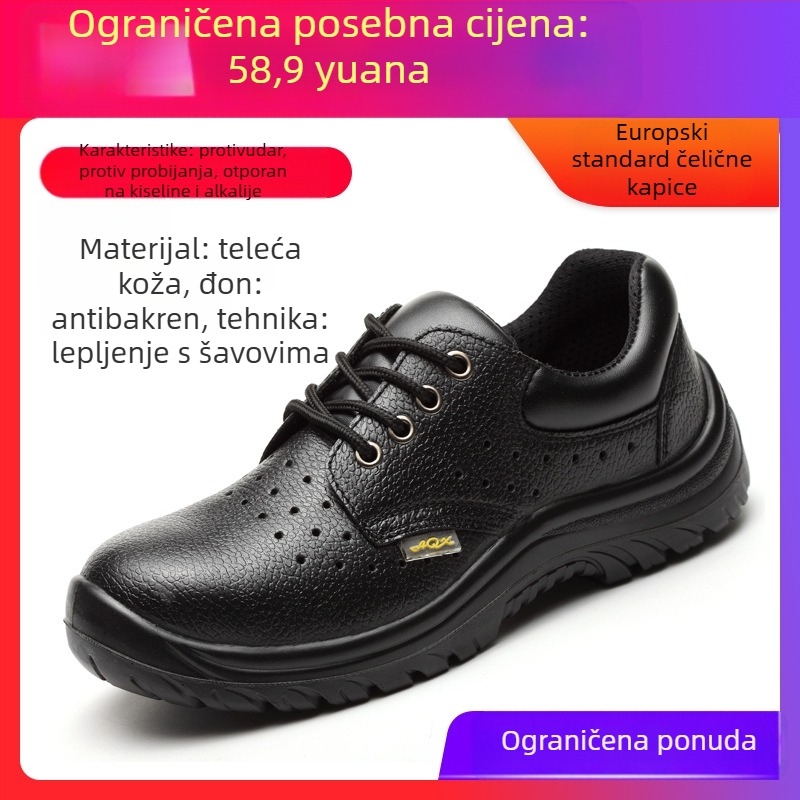 Muške cipele za sigurnost, prozračne, čelični prst, otporne na probijanje, lagane i protuklizne za industrijsku upotrebu