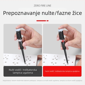 Ploški odvijač s okretljivom drškom i tester napona – dvostrani tester za električne sklopove za kućnu upotrebu i električare, testira žive i neutralne vodiče, 110-500V