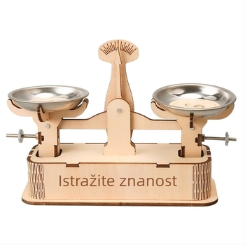 Drvena vaga s pladnjem za fizičke eksperimente – edukativna DIY igra za uzrast 7–14 godina